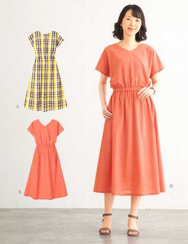 おとな・ウエストゴムワンピース(型紙)
