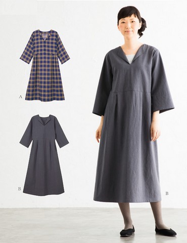 おとな・オープンネックワンピース(型紙)