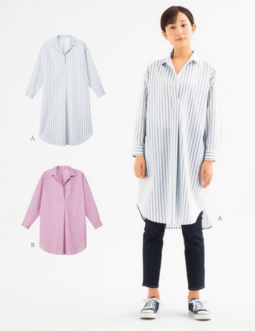 おとな・スキッパーロングシャツ(型紙)