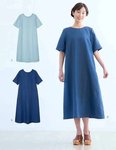 おとな・半袖Ａラインワンピース(型紙)