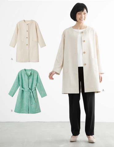おとな・ノーカラーライトコート(型紙)