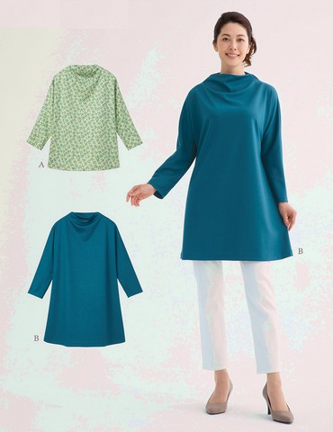 おとな・ニットボトルネックトップ(型紙)