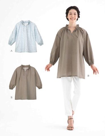 おとな・フリルギャザーブラウス(型紙)