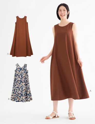 おとな・ノースリーブ・フレアーワンピース(型紙)