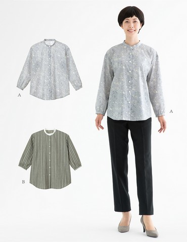 おとな・バンドカラーブラウス(型紙)