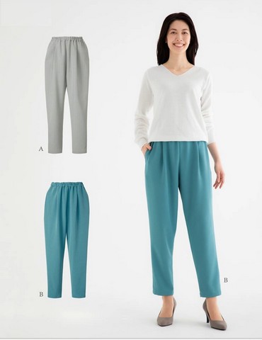 レディス　ボトムス・ウエストゴムのテーパードパンツ(型紙)