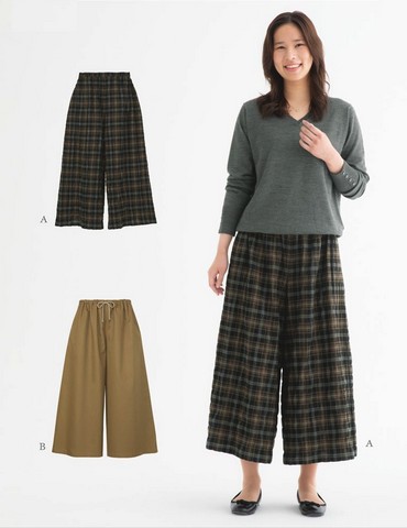 おとな・ウエストゴムのギャザーパンツ(型紙)