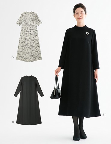 おとな・ハイネック ロングワンピース(型紙)