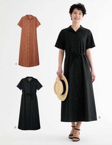 レディス・オープンカラーワンピース(型紙)