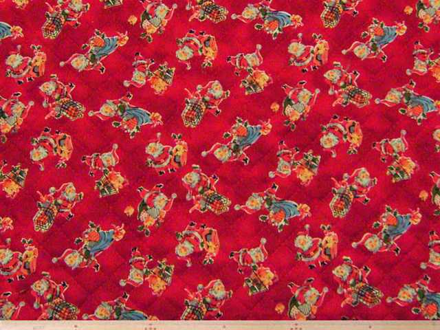 サンタクロース柄クリスマスプリントキルティング(レッド)