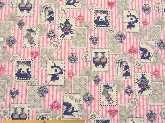 コットンオックス・アリス柄プリントキルト(ピンク)