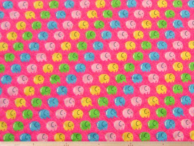 カラフル・ゾウ柄・コットンオックスプリントキルト(ピンク)