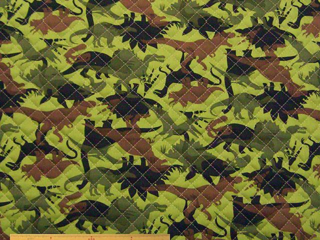 恐竜シルエット(カモフラ)柄・コットンツイルプリントキルト