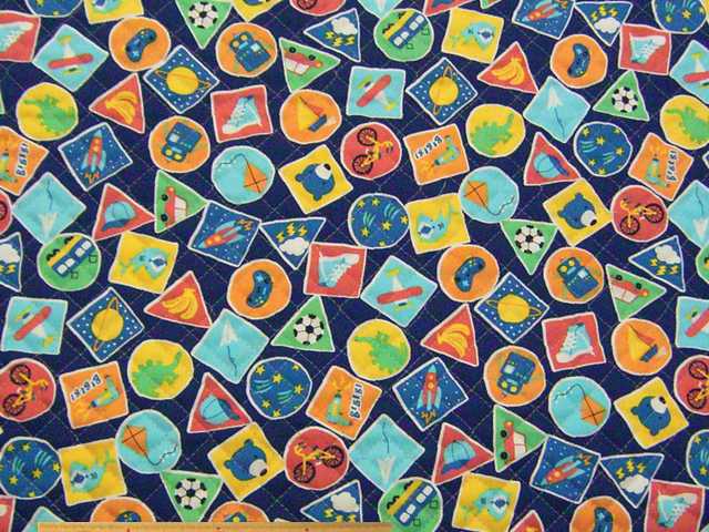 キッズ柄・コットンオックスプリントキルト(ネイビー)