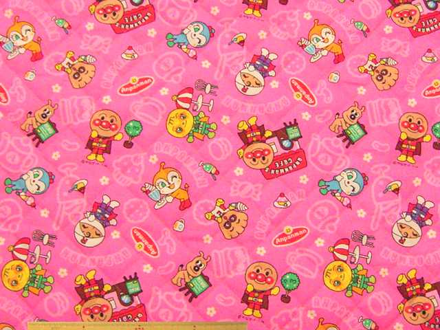 アンパンマン・コットンオックスプリント半針キルト(ピンク)