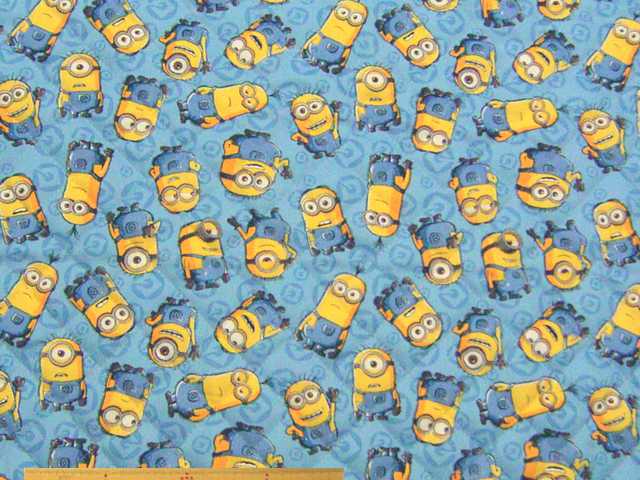 ミニオンズ・コットンオックスプリント半針キルト(サックズブルー)