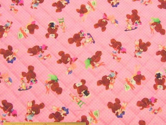 くまのがっこう・オックスプリント半針キルト(ピンク)