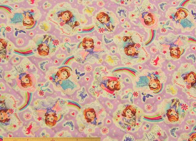 ディズニー・ちいさなプリンセスソフィア　コットンオックスプリント半針キルト