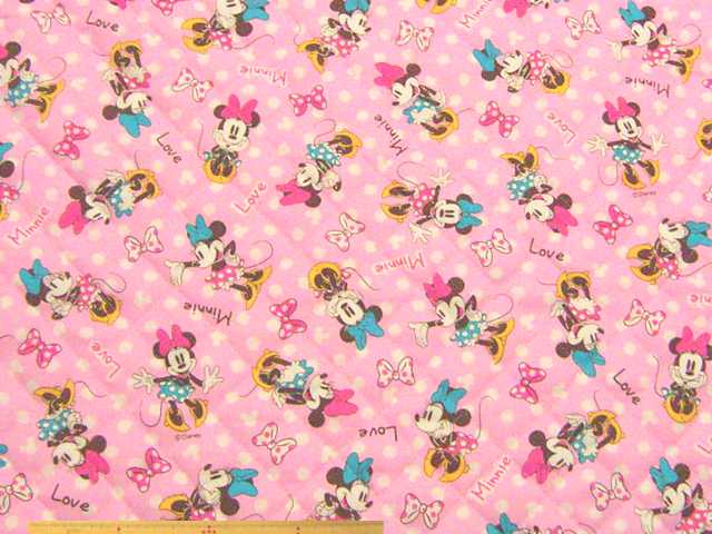 ディズニー・ミニーちゃん　コットンオックスプリント半針キルト