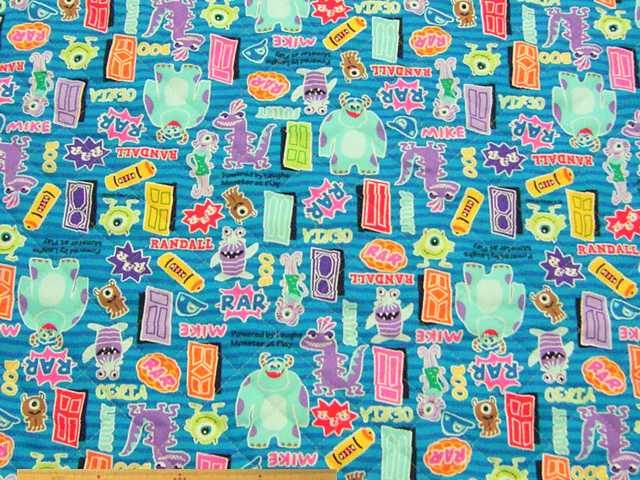 ディズニー・モンスターズインク　コットンオックスプリント半針キルト