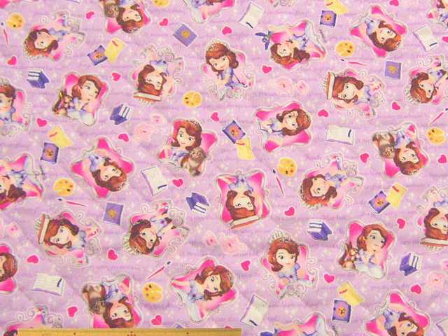 ディズニー・ちいさなプリンセスソフィア　コットンオックスプリント半針キルト