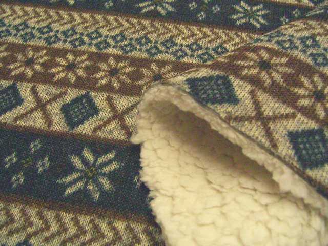 裏ボアボンディング・ニットプリント(ノルディック柄)