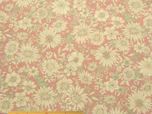 花柄・ナイロンオックス撥水プリント(ローズピンク)