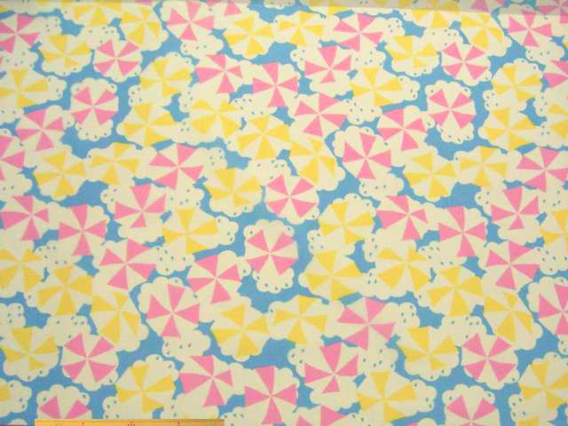 パラソル柄・ナイロンオックス撥水プリント(サックスブルー)