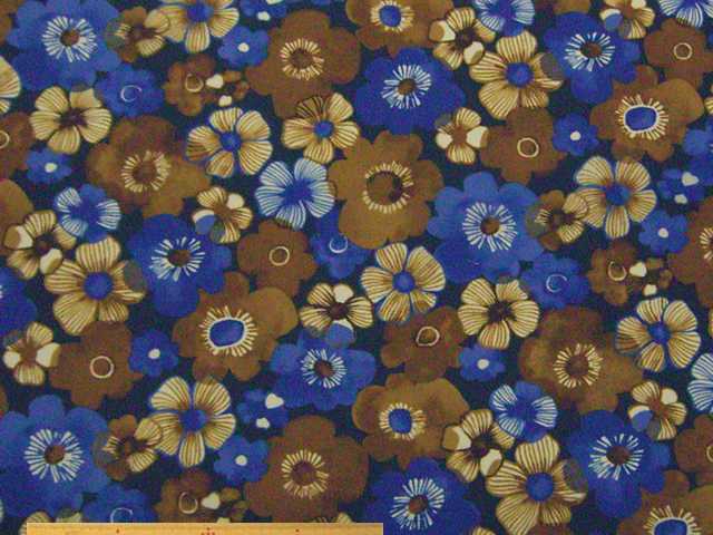 北欧調花柄・ナイロンオックス撥水プリント(ネイビー)