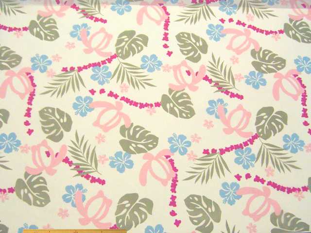 ハワイアン柄・ナイロンオックス撥水プリント(オフホワイト)