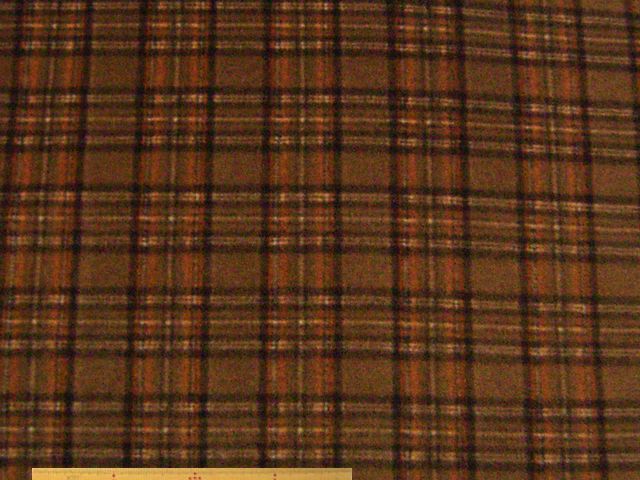 チェック柄・ポリエステルフリースプリント(ブラウン)