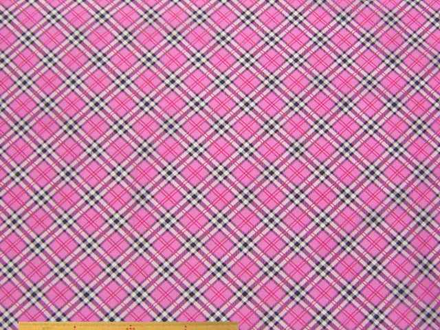 バイヤスチェック柄・ナイロンタフタ撥水プリント(ピンク)