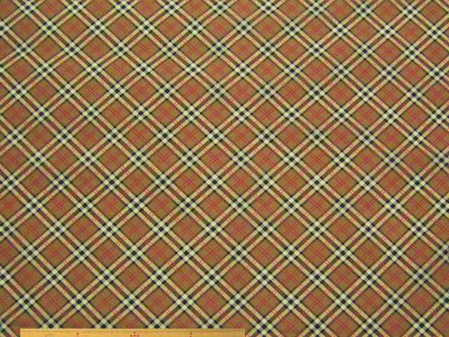 バイヤスチェック柄・ナイロンタフタ撥水プリント(ブラウン)