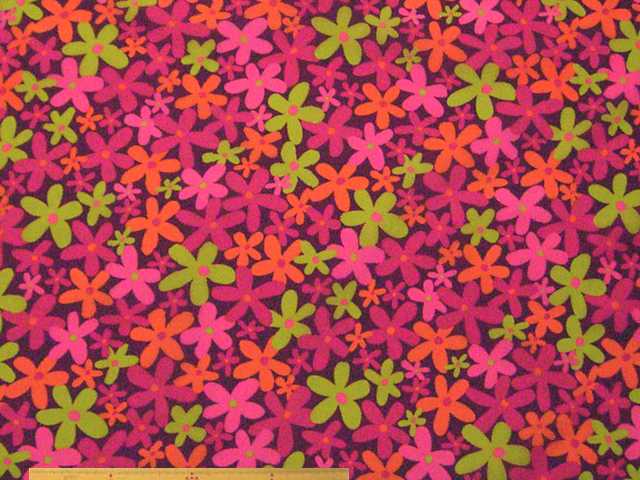 フラワー柄・ナイロンタフタ撥水プリント(赤系)