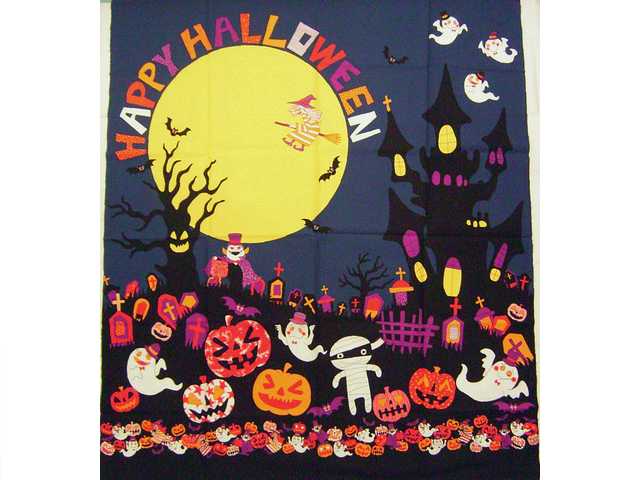 ハロウィン柄タペストリー(ダークブルー)