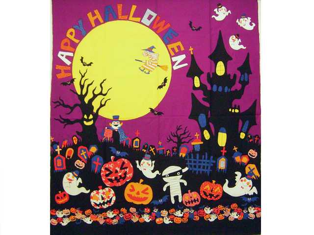 ハロウィン柄タペストリー(パープル)