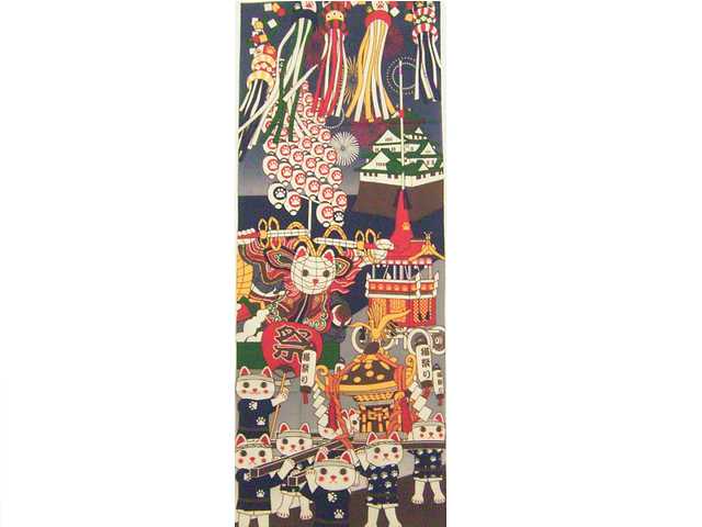 福招き猫てぬぐい(お祭り)