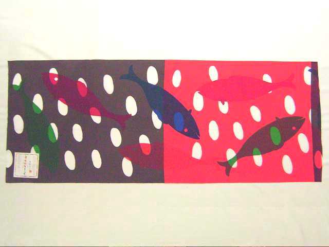 ケイコロールてぬぐい(飛び石・魚)