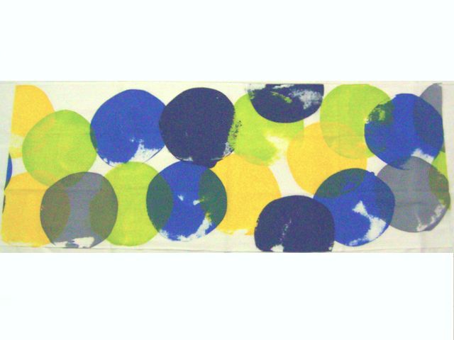 ケイコロールてぬぐい(重ね大丸・紺～黄緑)